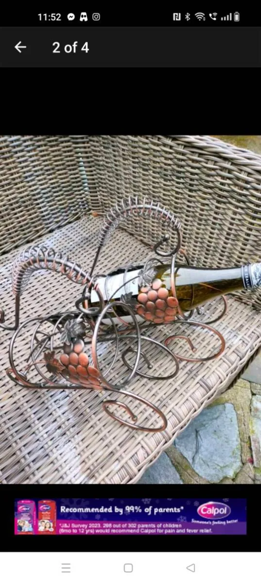 2 Matching steel wine holders never used with Grap - Image 2