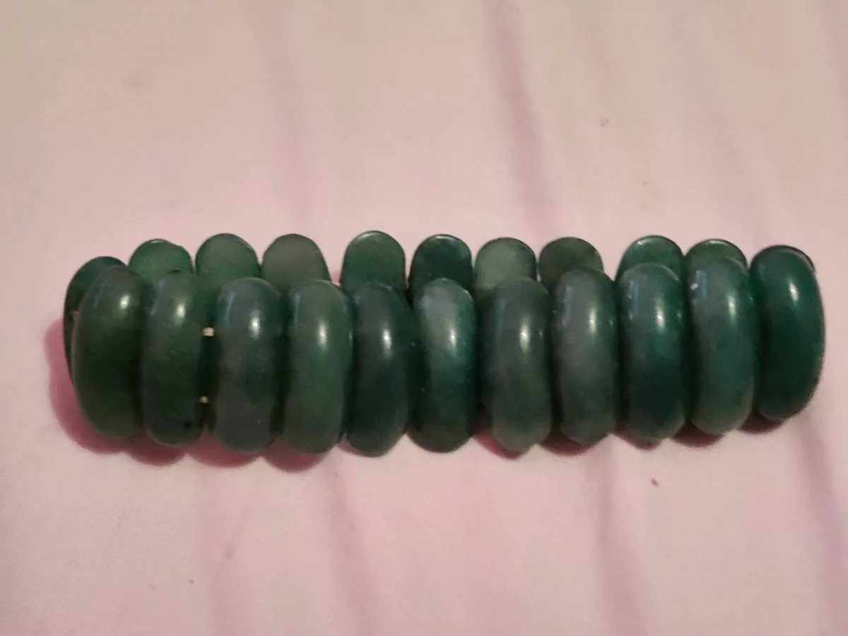 CHUNKY REAL JADE, Wide  Deep Green Jade Bracelet ! - Image 2