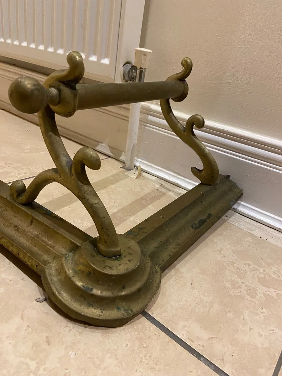 Art nouveau brass fireplace fender - Image 2