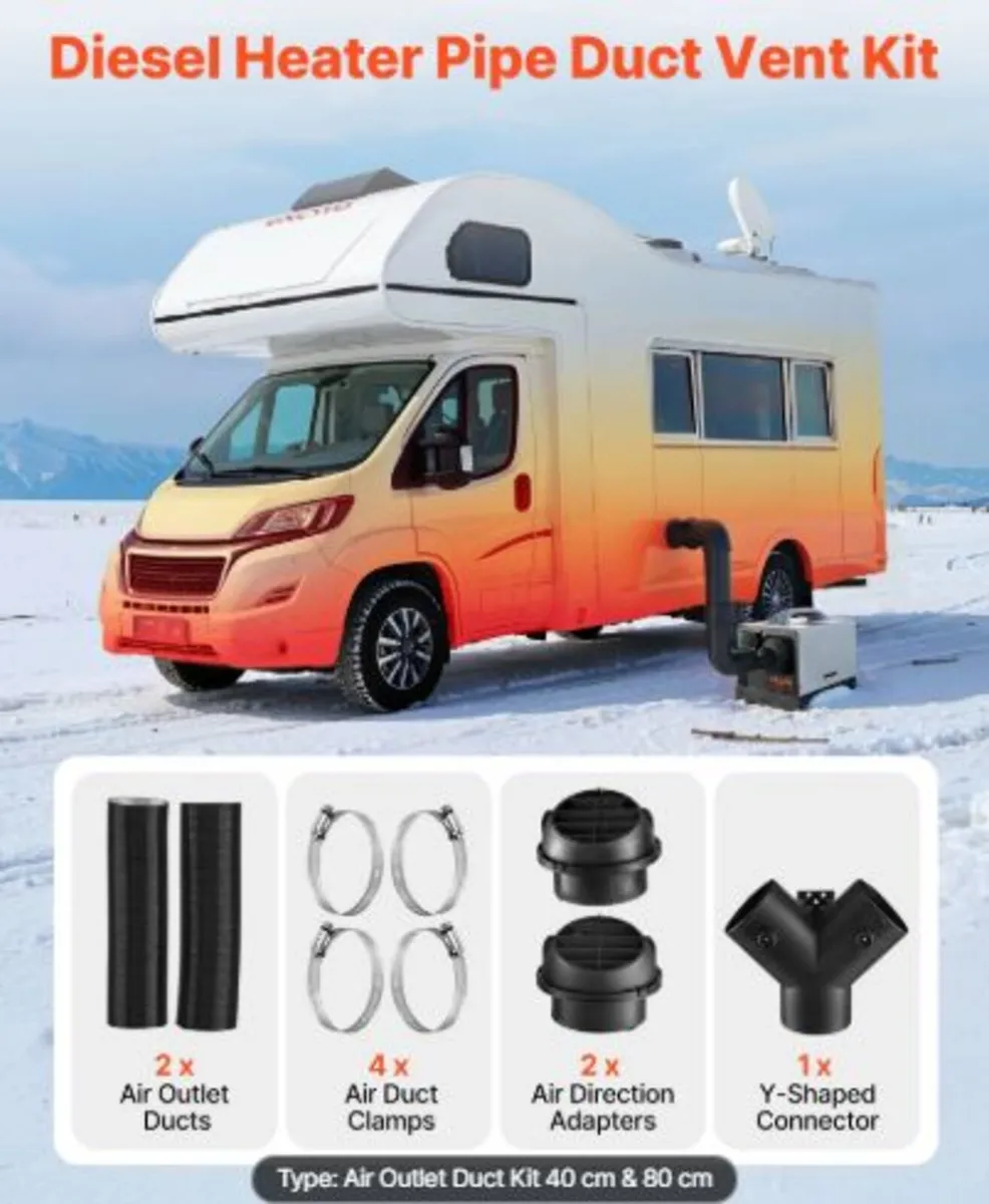 Diesel Heater Pipe Duct Vent Kit, 75mm Heater Pipe - Image 2