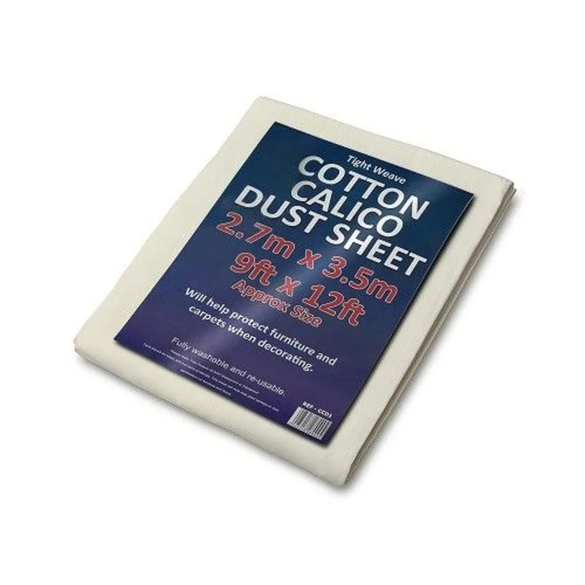 Cotton calico dustsheet  2.7m x 3.5m (9ft x 12ft) - Image 1