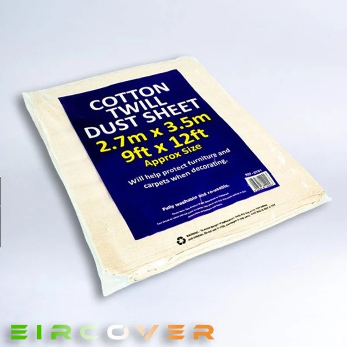 Cotton calico dustsheet  2.7m x 3.5m (9ft x 12ft) - Image 2