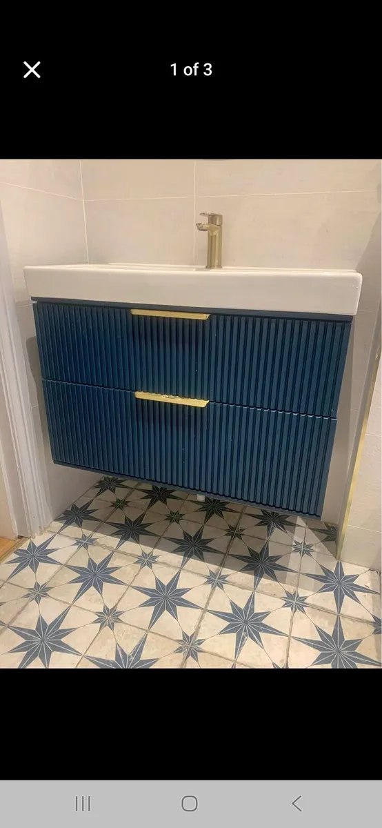 Beautiful petrol blue bathroom vanity drawers - Image 1