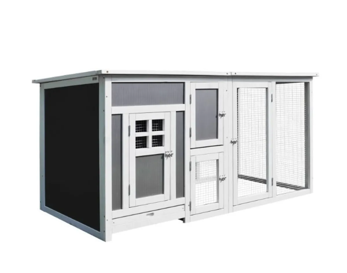 Wood Chicken Coop Hutch Hen House Cage - Image 1