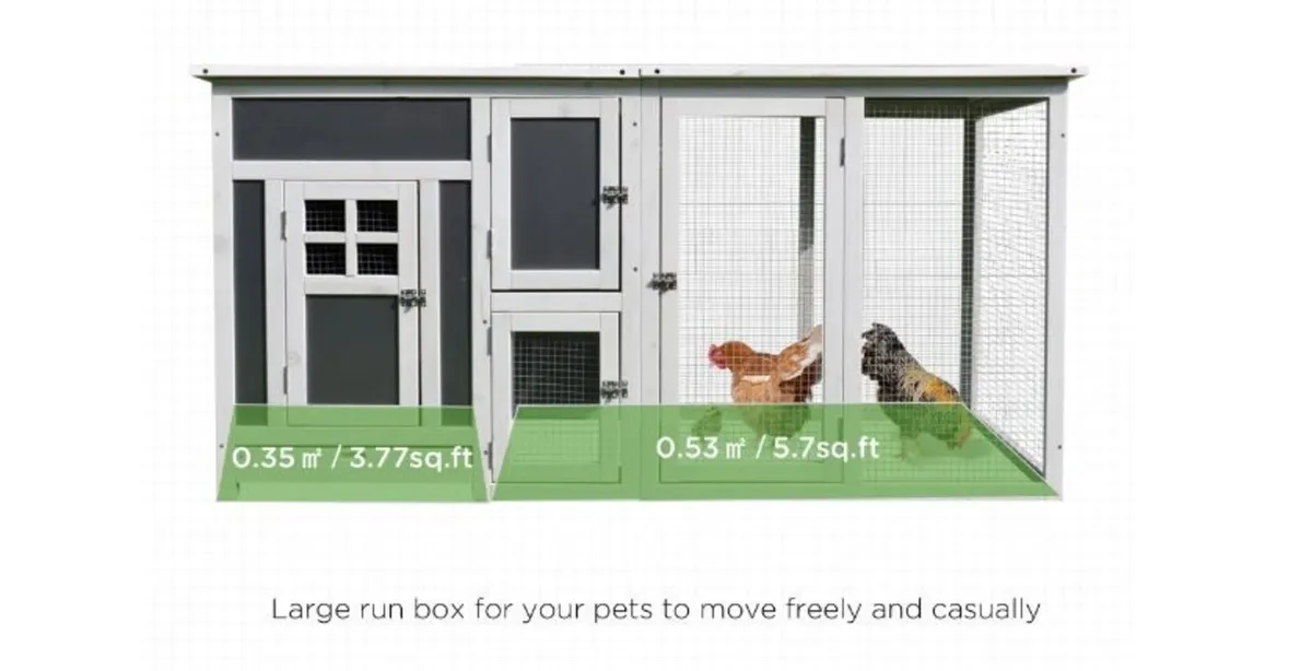 Wood Chicken Coop Hutch Hen House Cage - Image 4