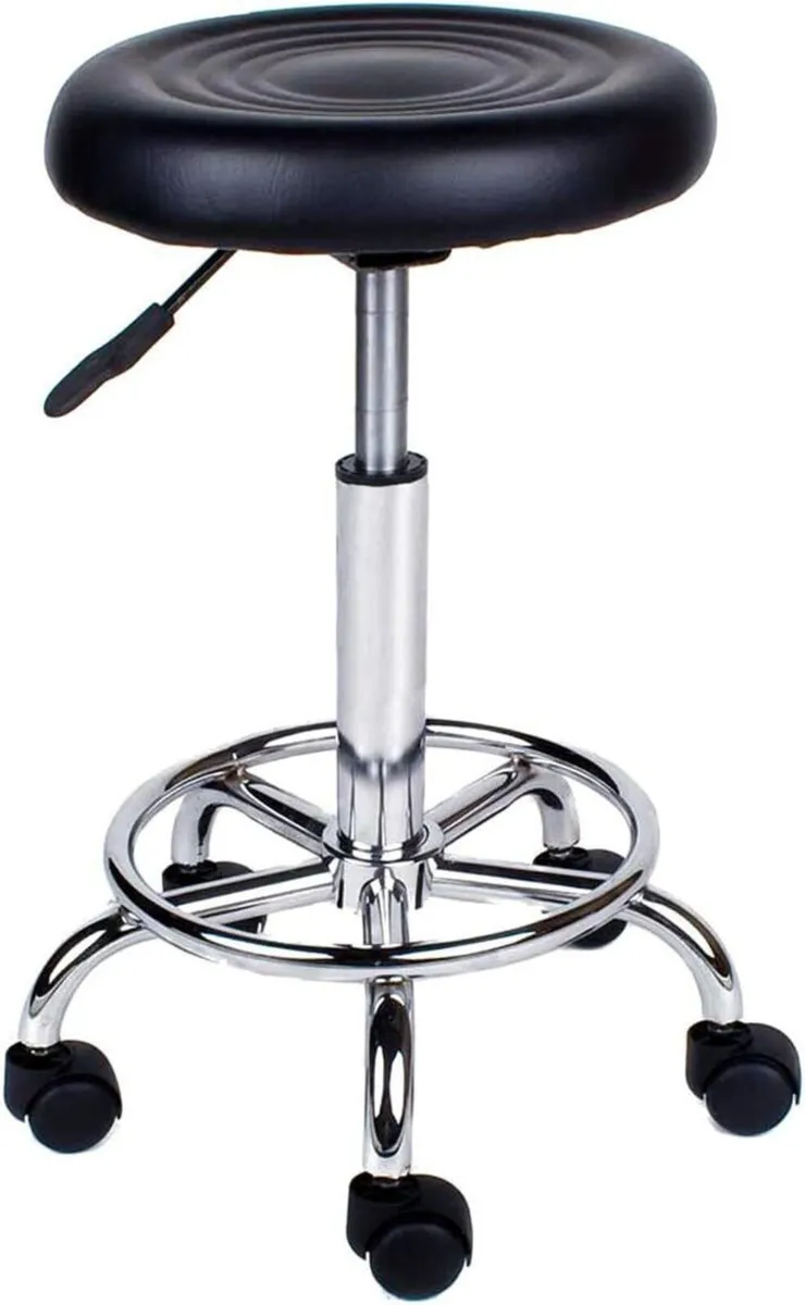 Ergonomic Rolling Work Stool Swivel Adjustable - Image 1