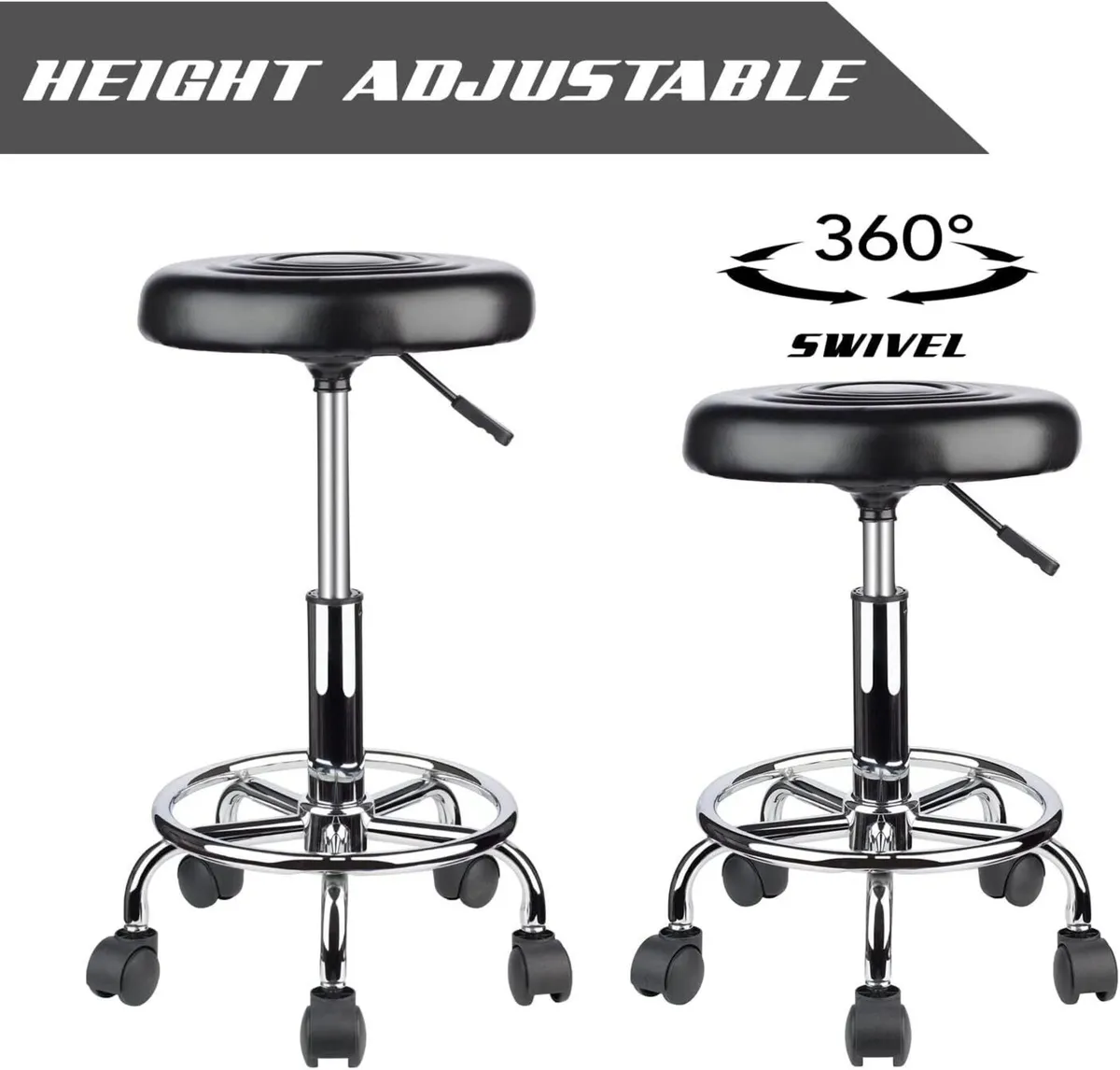 Ergonomic Rolling Work Stool Swivel Adjustable - Image 2