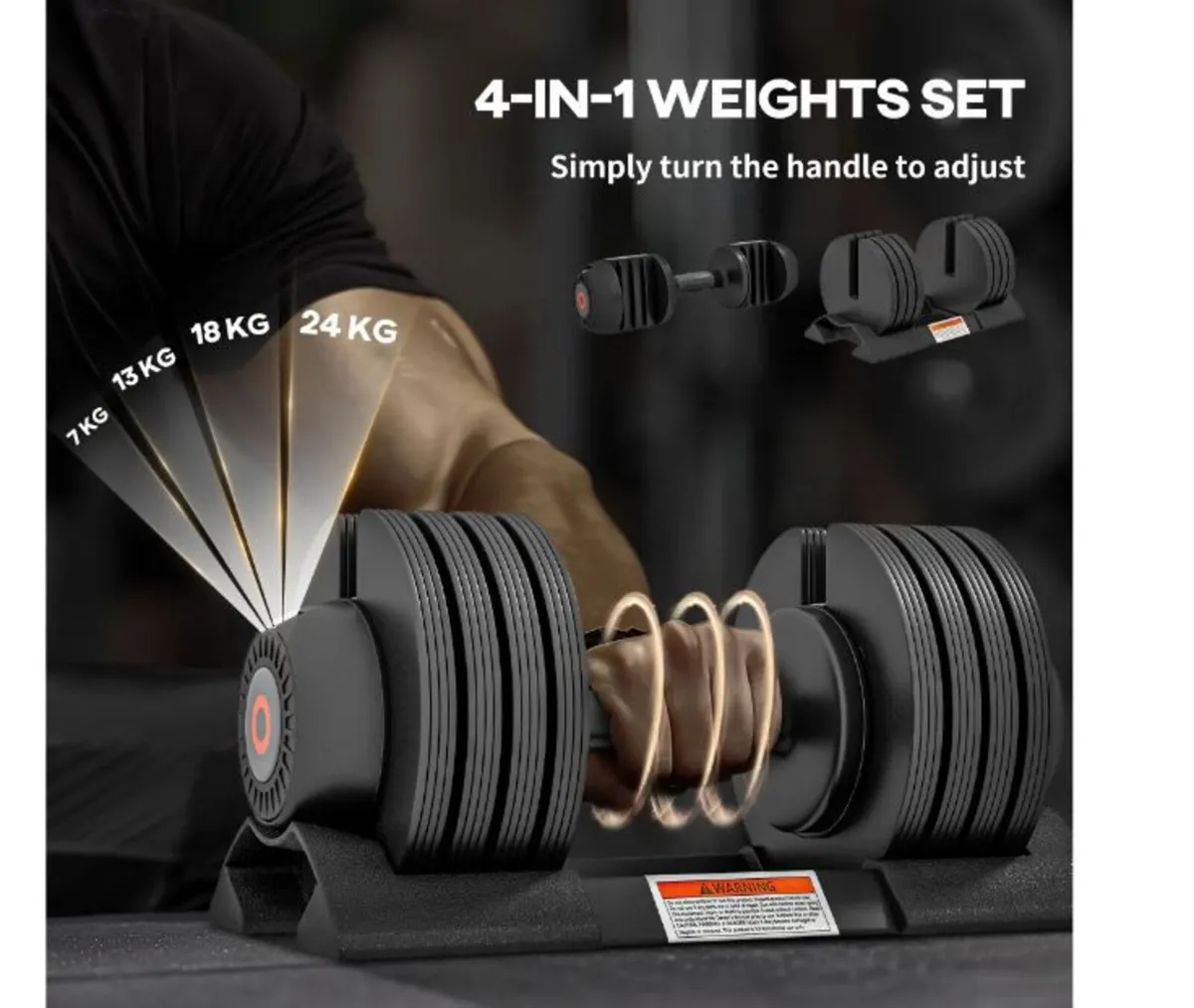 Adjustable Dumbbells Set, 4-in-1 Weights - Image 4
