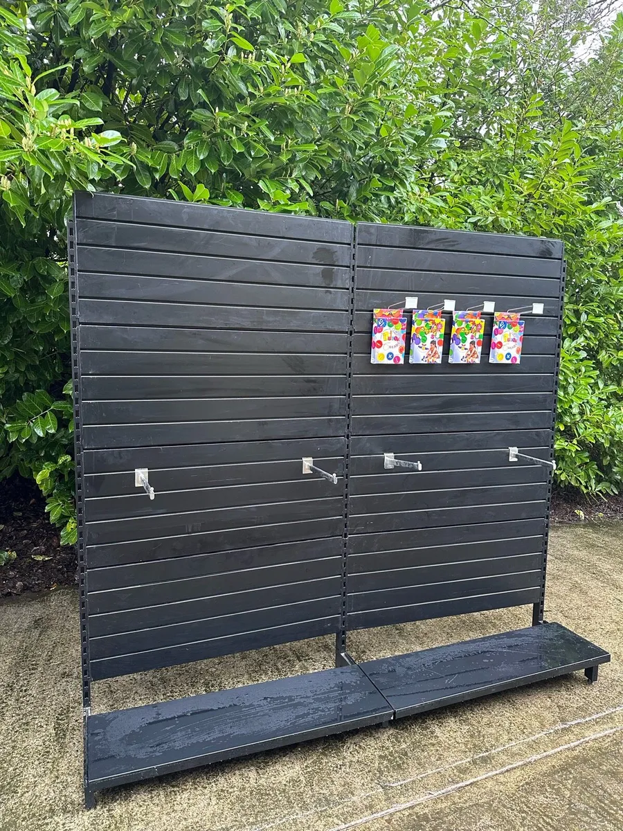 LARGE BLACK SLAT WALL SHOP SHELVING MODULES - Image 1
