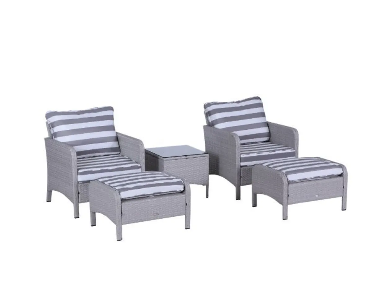 5 Pcs PE Rattan Garden Furniture Set - Image 1