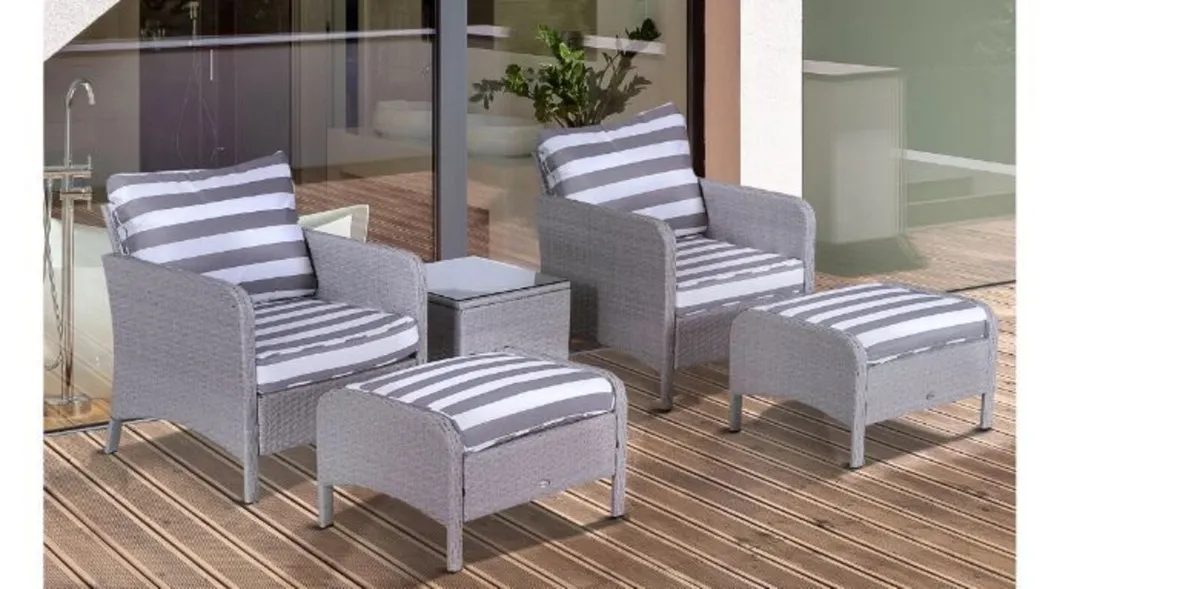 5 Pcs PE Rattan Garden Furniture Set - Image 2