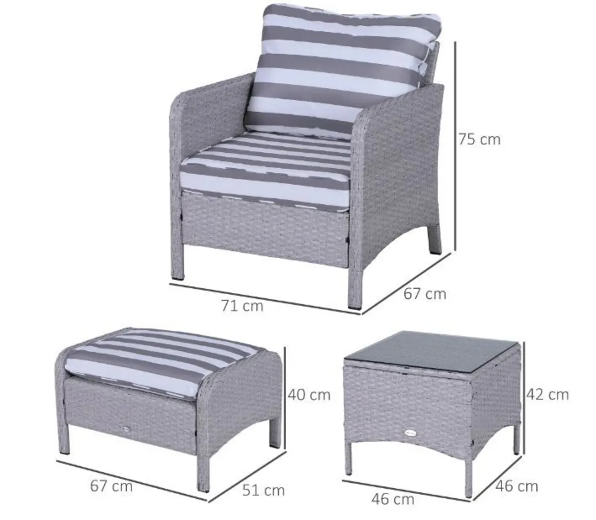 5 Pcs PE Rattan Garden Furniture Set - Image 3
