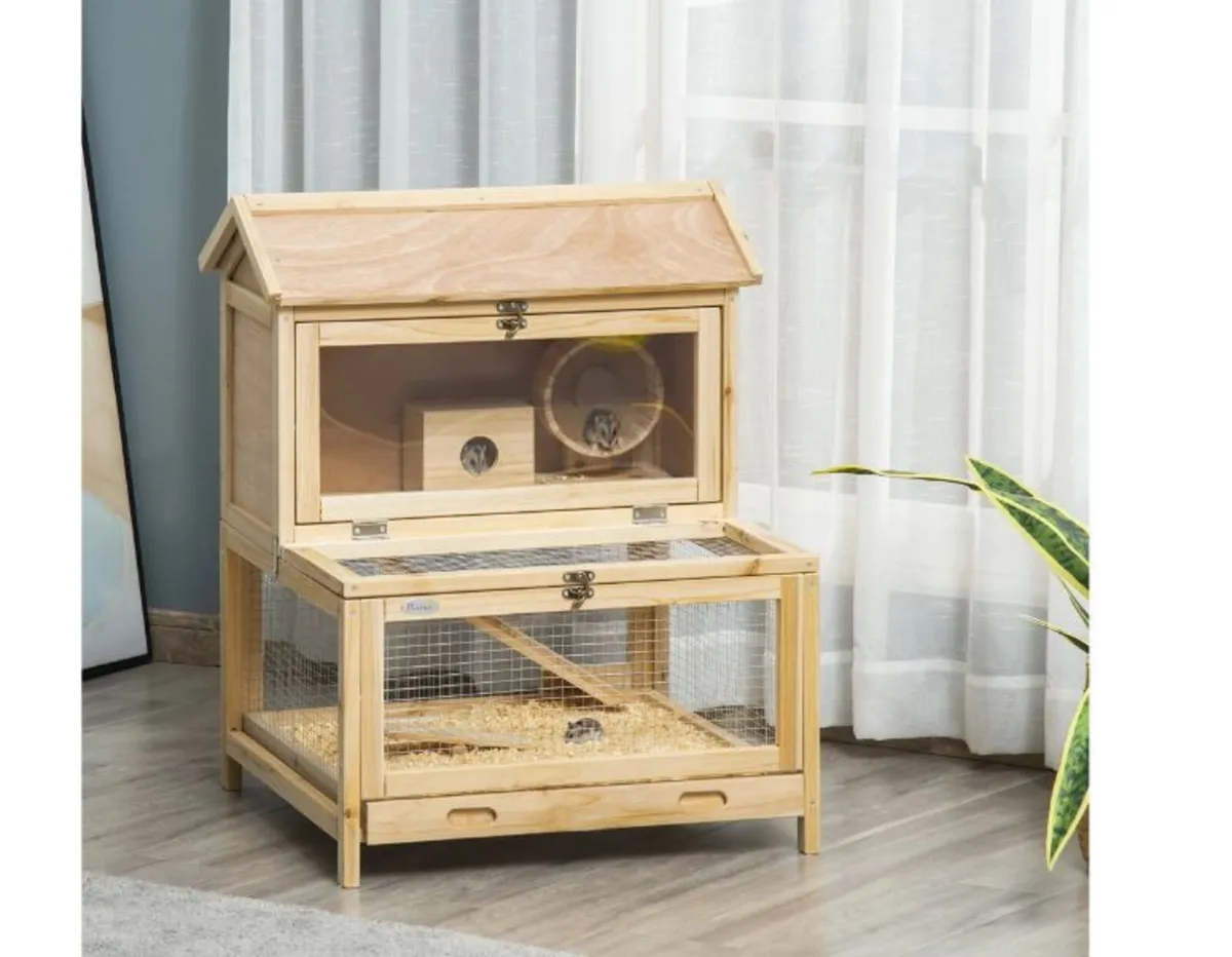 2 Tiers Wooden Hamster Cage - Image 3