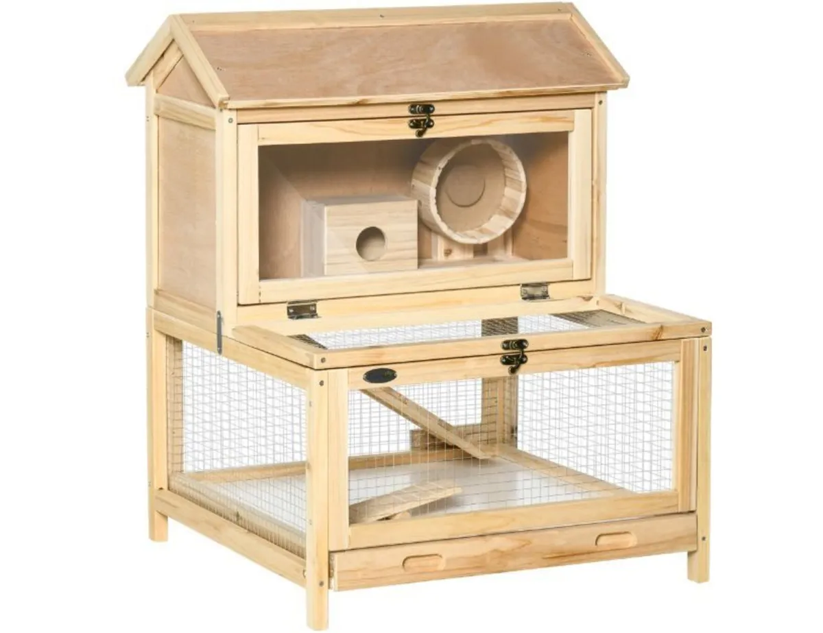 2 Tiers Wooden Hamster Cage - Image 1