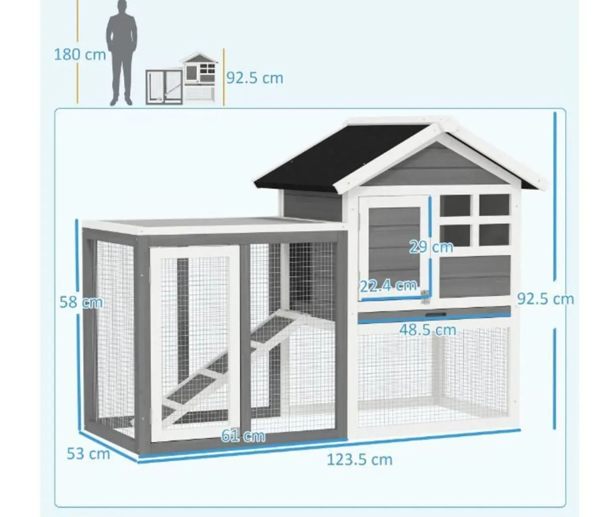 2 Tiers Rabbit Hutch and Run Wooden - Image 3
