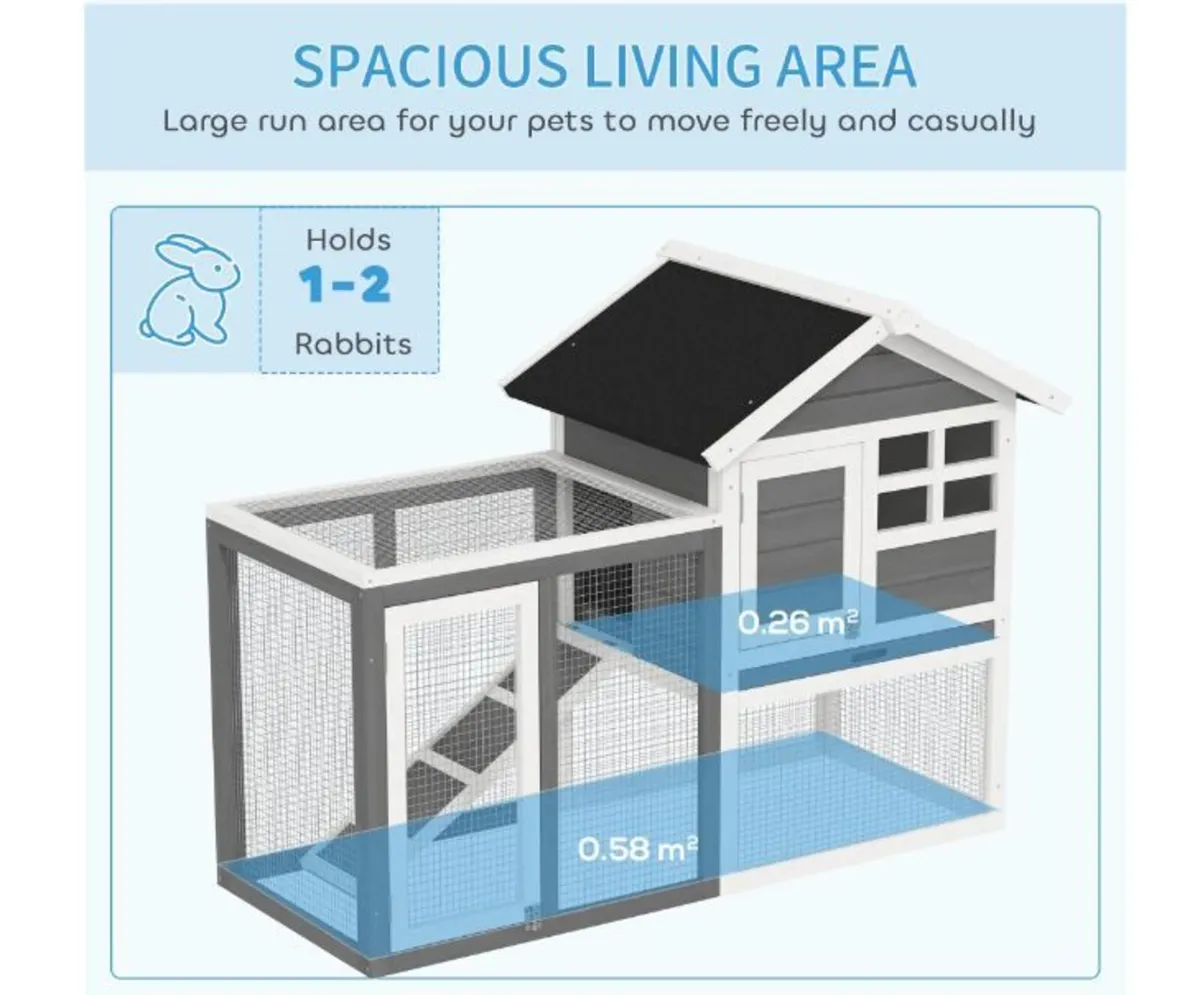 2 Tiers Rabbit Hutch and Run Wooden - Image 4