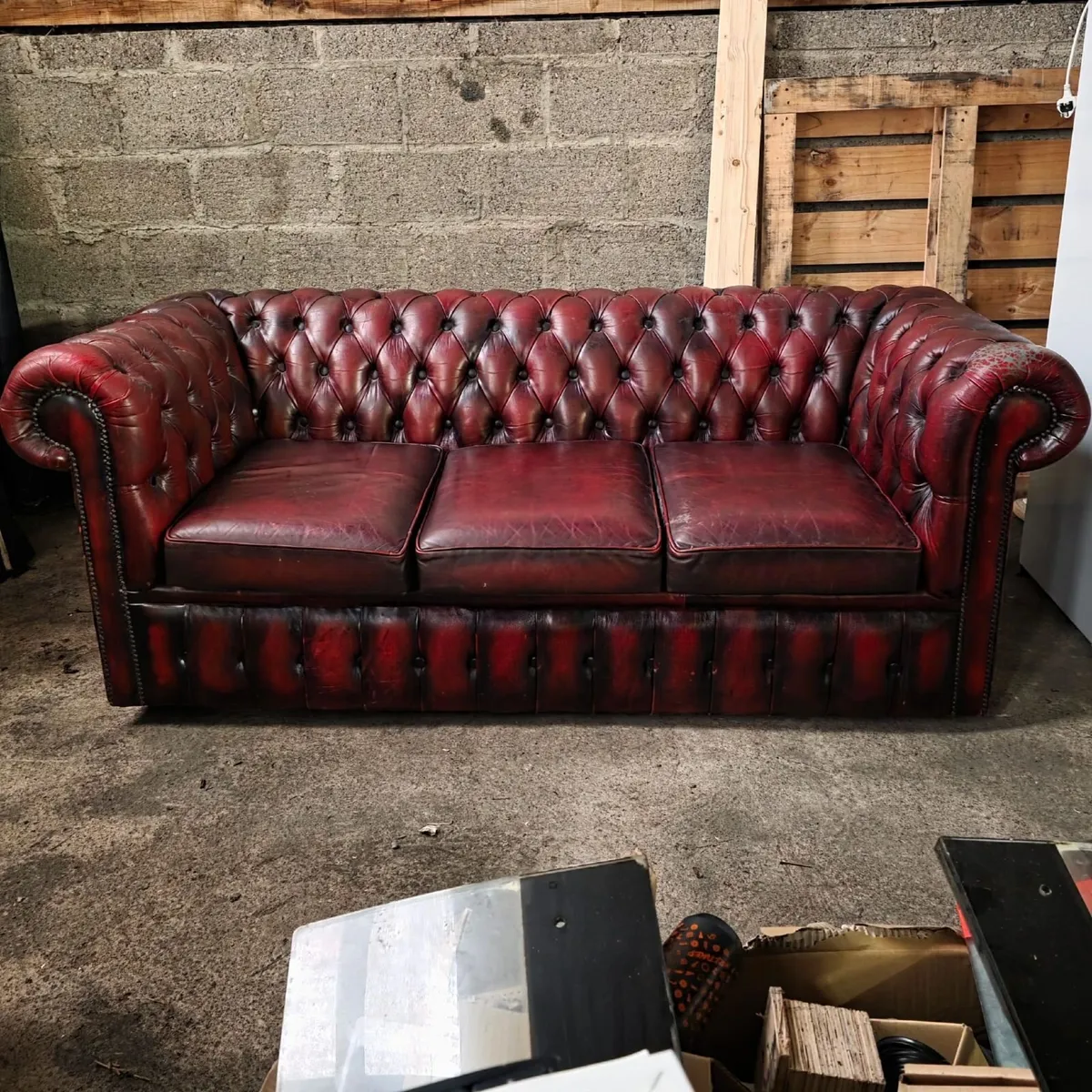 Oxblood Chesterfield 3 Seater Sofa - Image 1