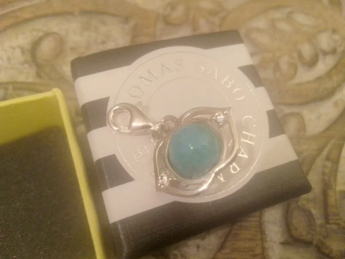 THOMAS SABO STERLING SILVER TURQUOISE EYE CHARM - Image 1