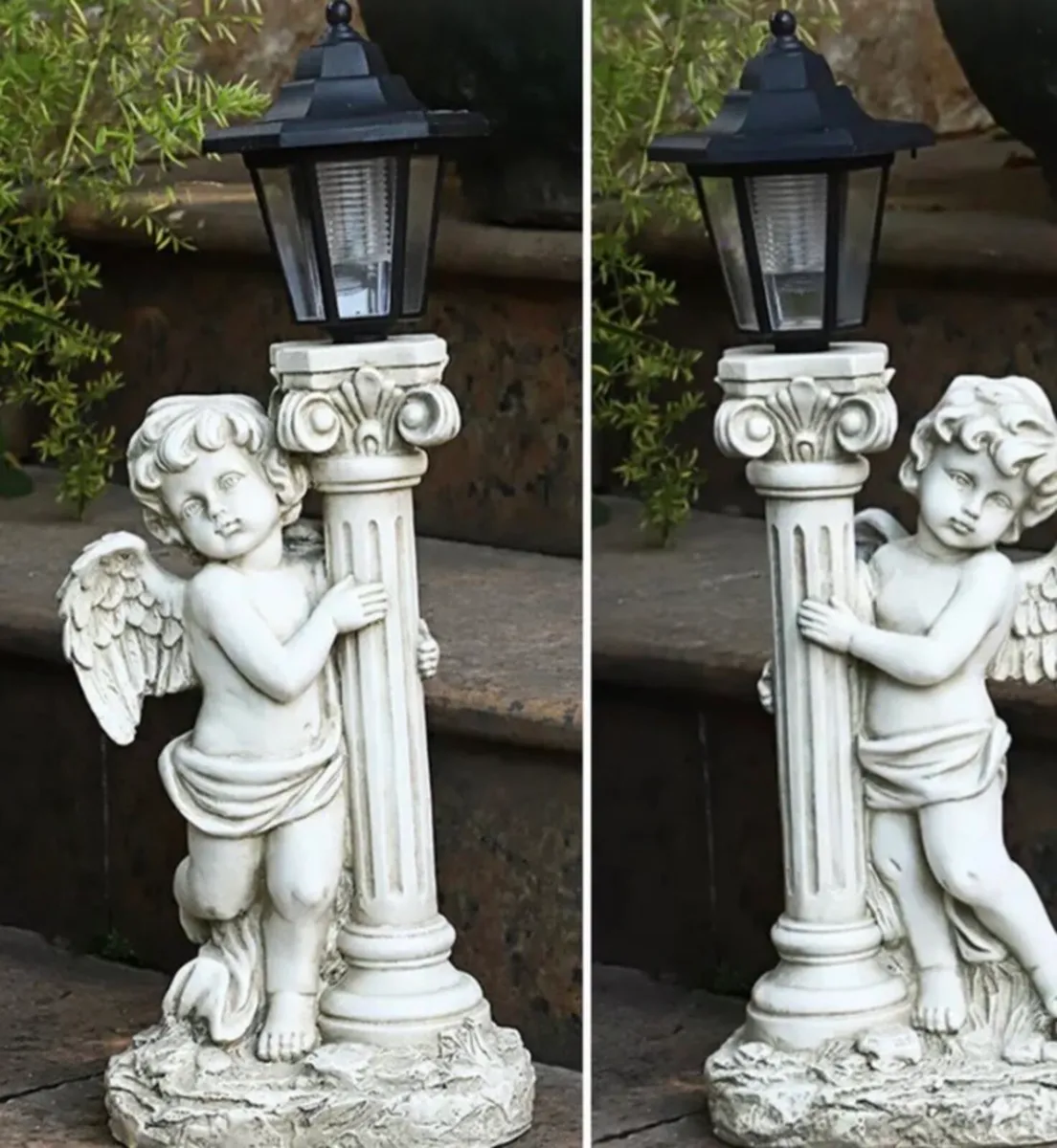 2 x Large Solar Angel Statues LED Light - Image 1