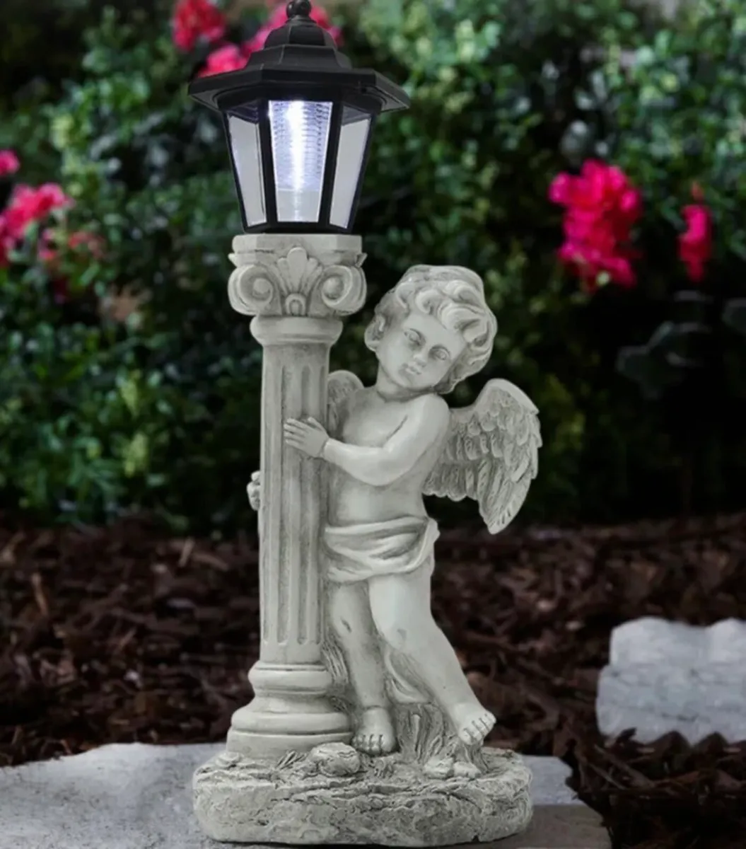 2 x Large Solar Angel Statues LED Light - Image 4