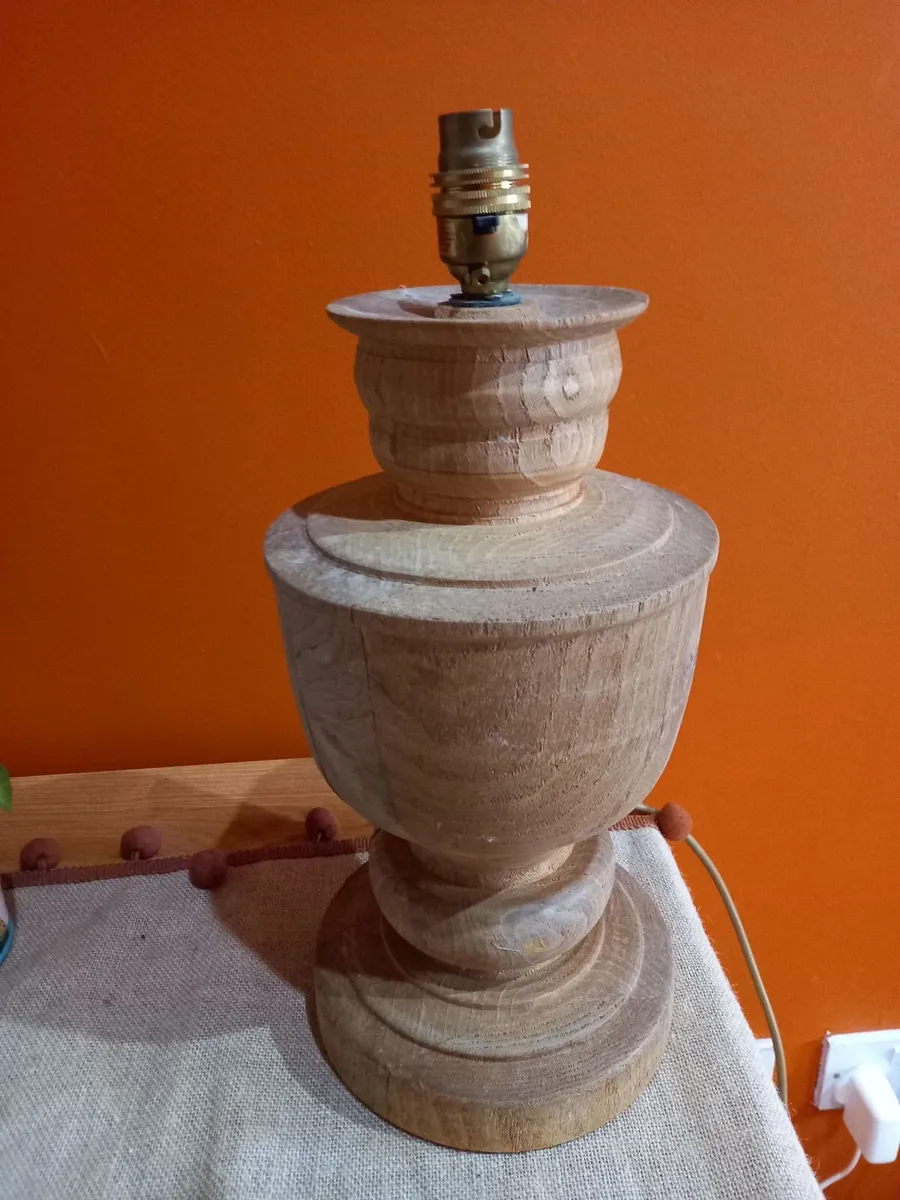 Hand-turned wooden lamp vintage - Image 2
