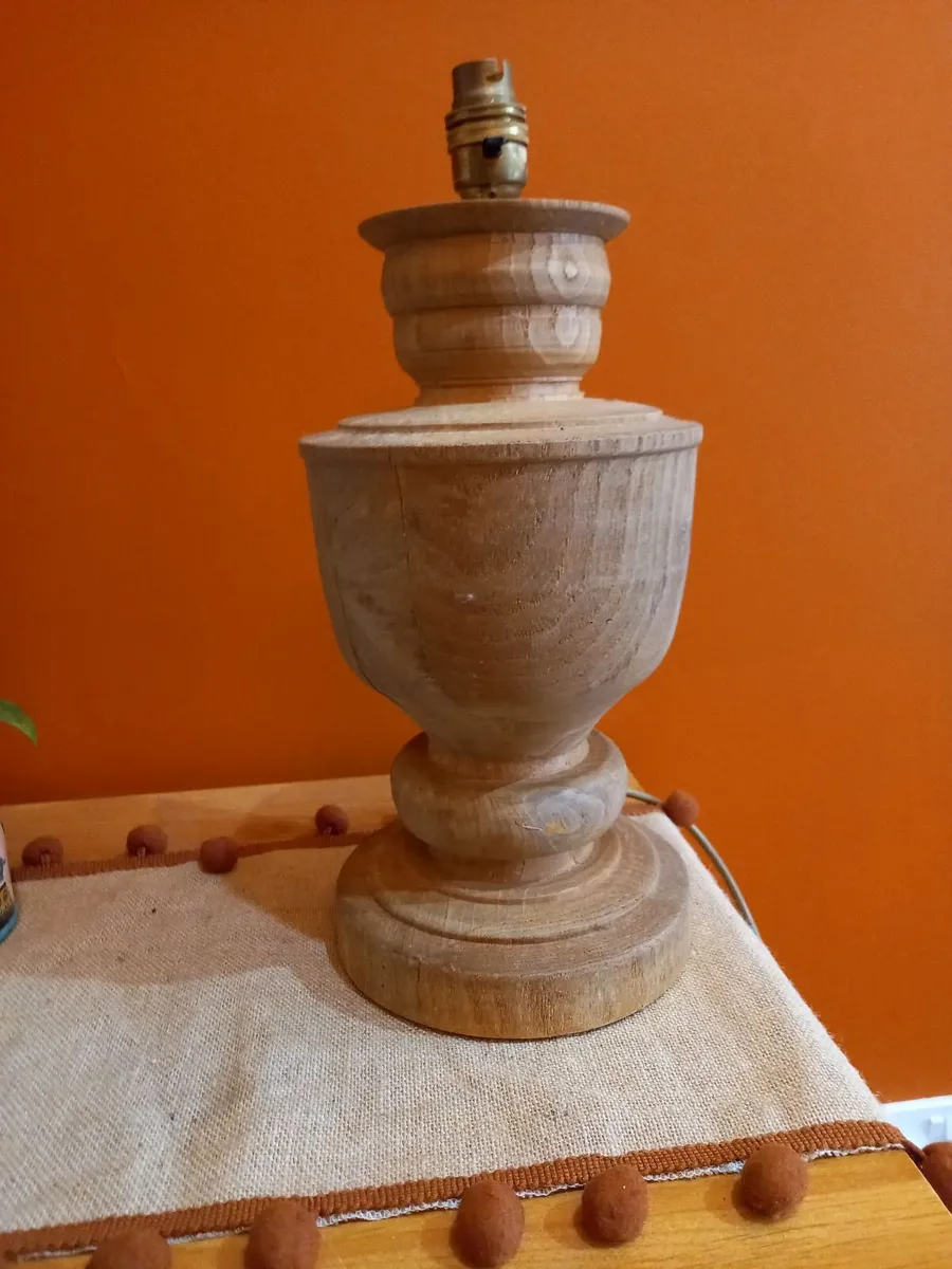 Hand-turned wooden lamp vintage - Image 1