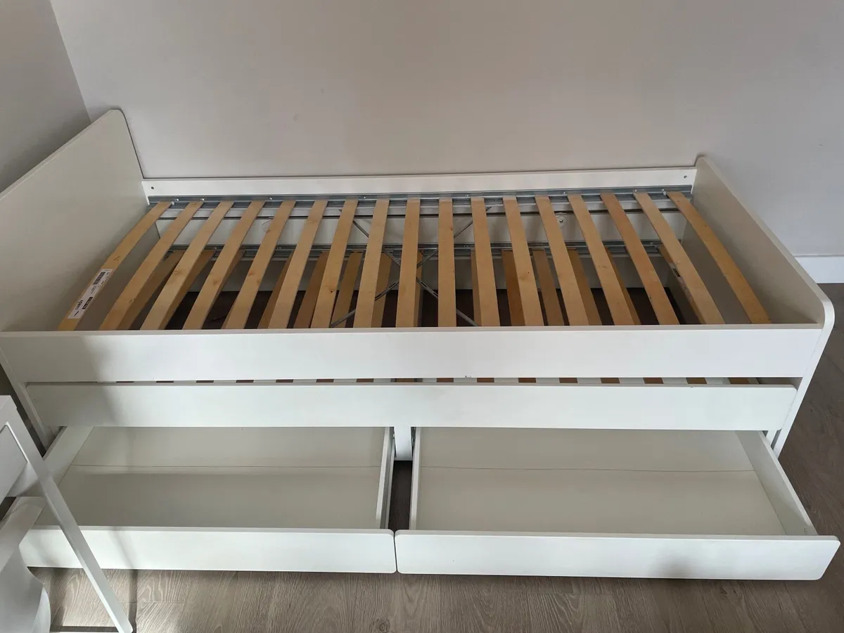 IKEA sklat bed with  under bed and storage - Image 3