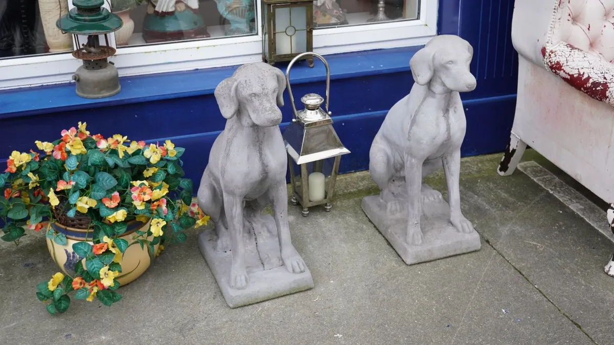 Pair of Concrete Dogs - Image 1
