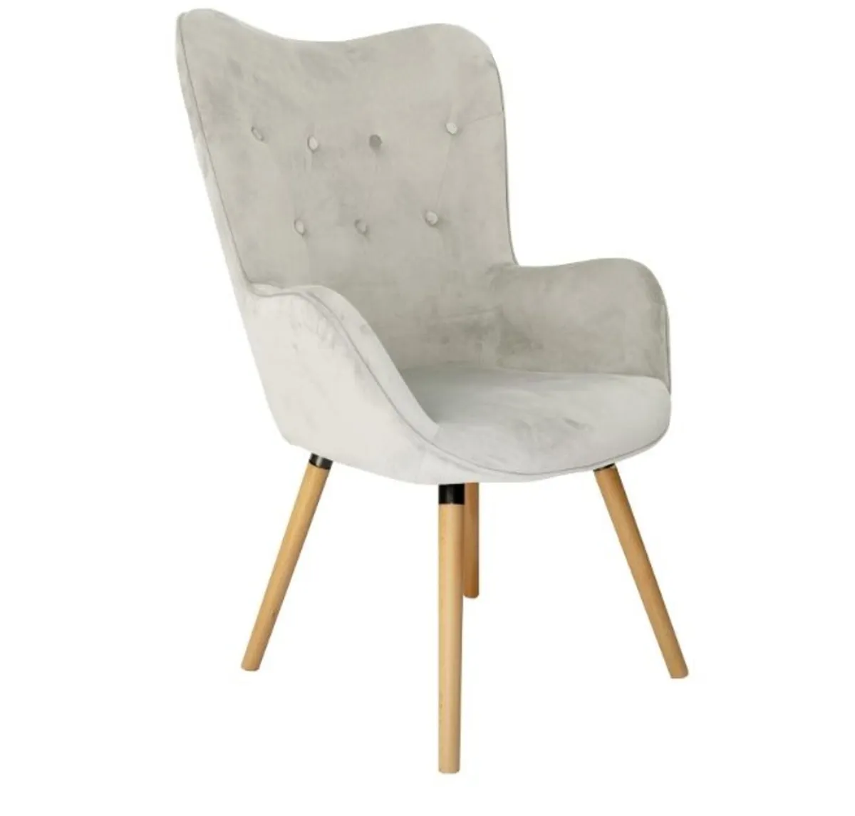 Aurora Light Grey Velvet Wingback Chair - Image 1