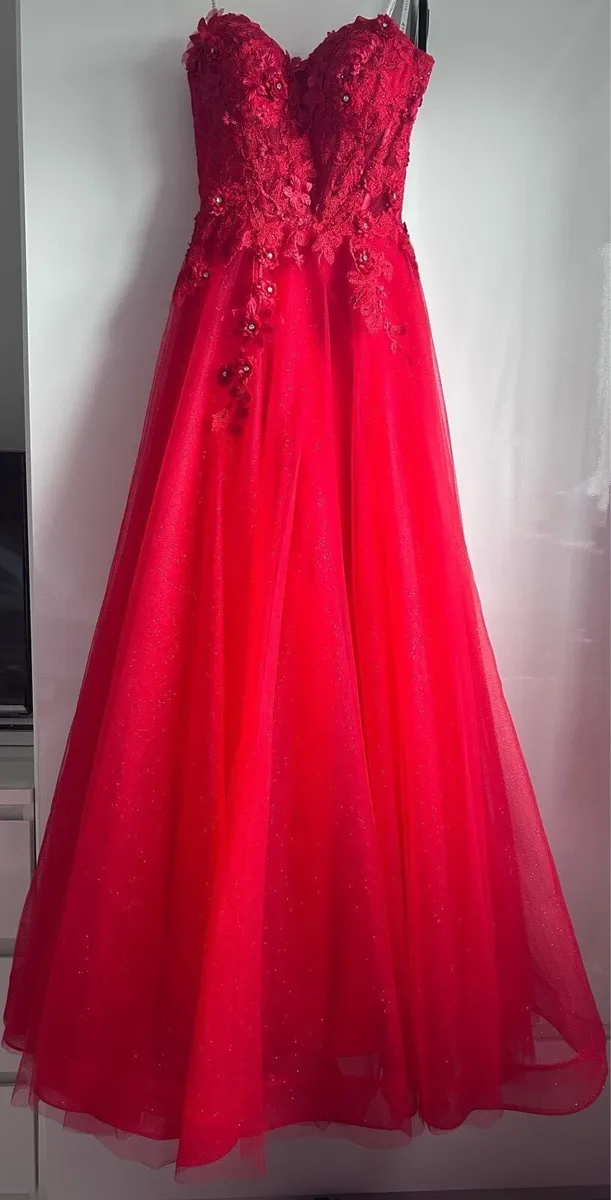Red Strapless Debs Dress - Image 3