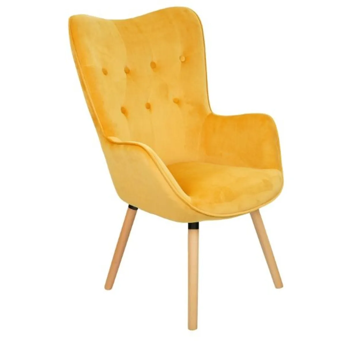 Aurora Golden Velvet Wingback Chair – Button-Tufte - Image 1