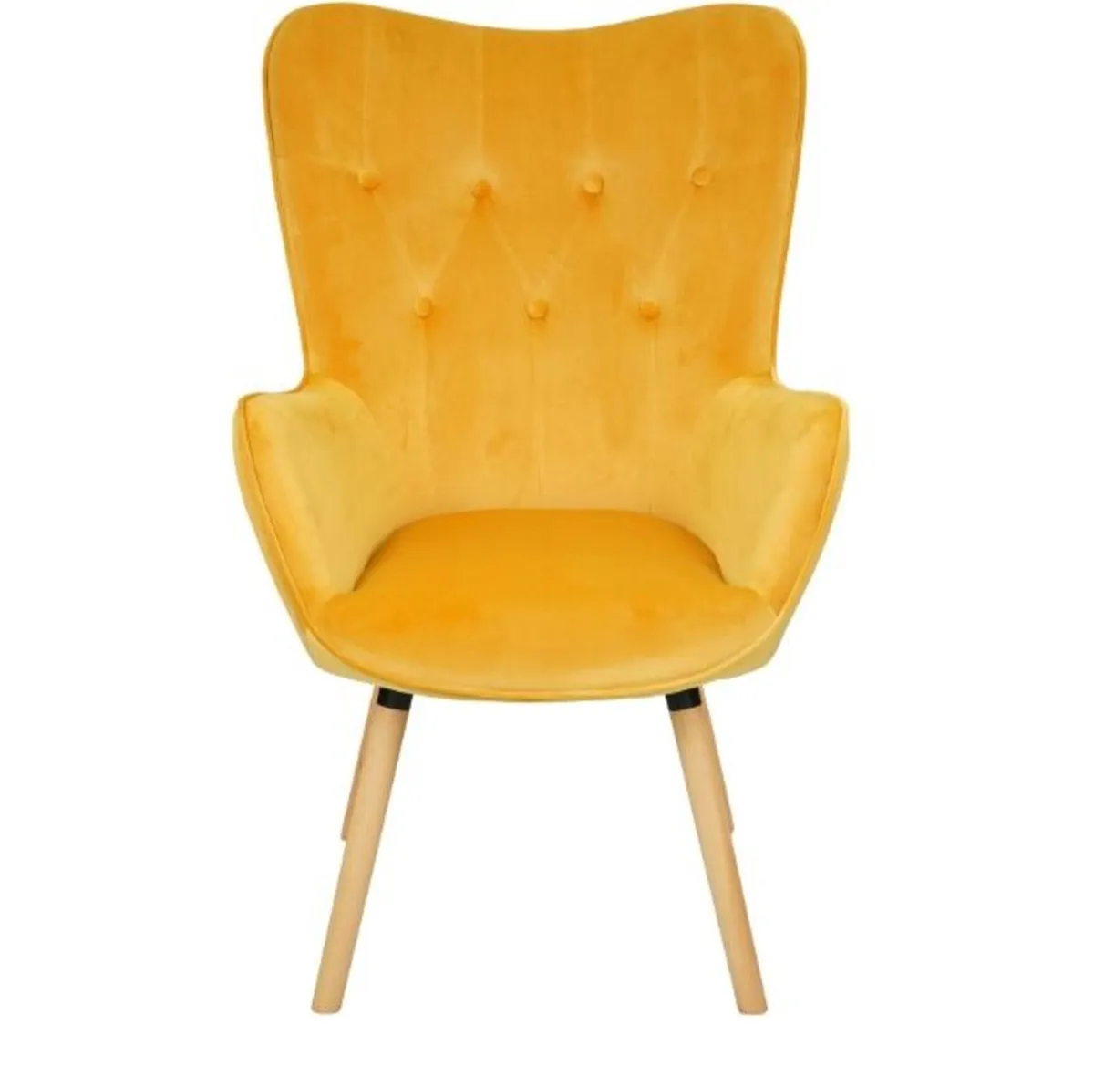 Aurora Golden Velvet Wingback Chair – Button-Tufte - Image 3