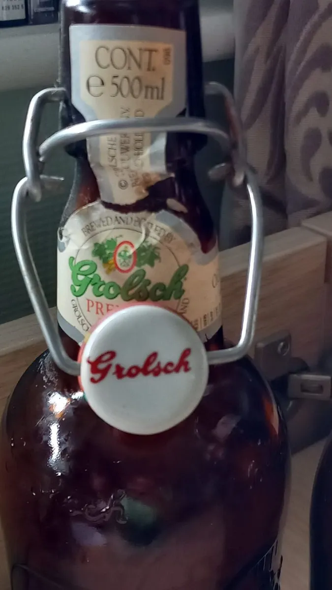 2 x Vintage GROLSCH NV Holland Brown Glass Bottles - Image 2