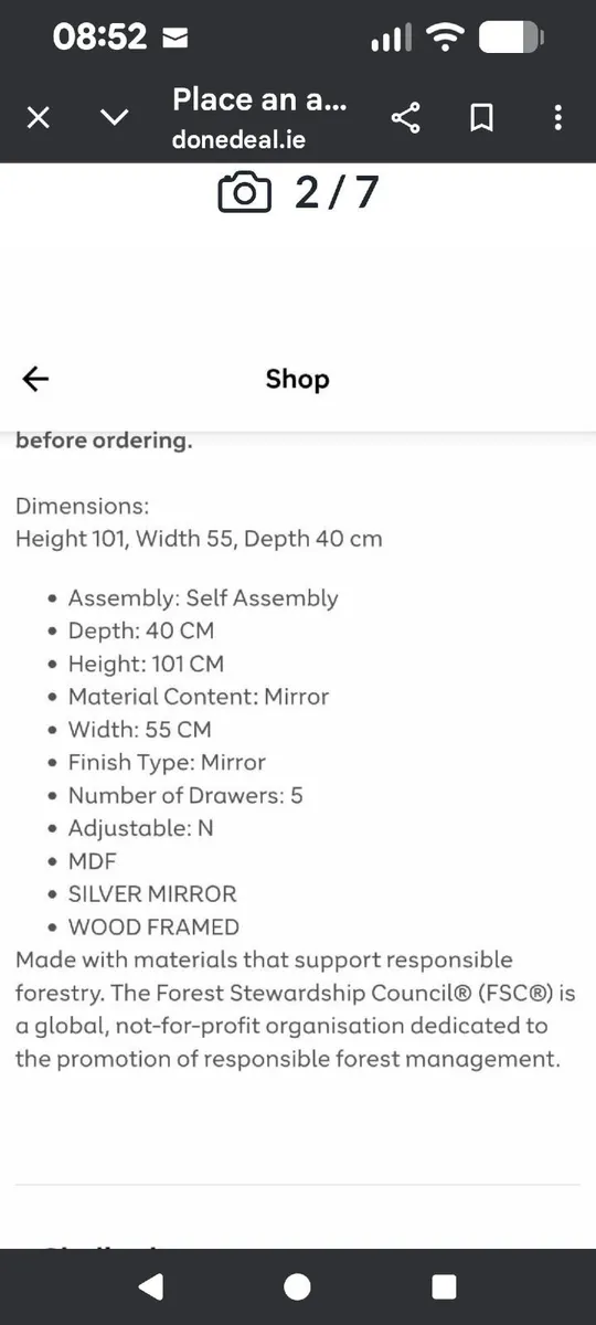 2 Bedroom Mirrored chest of drawers - Image 2