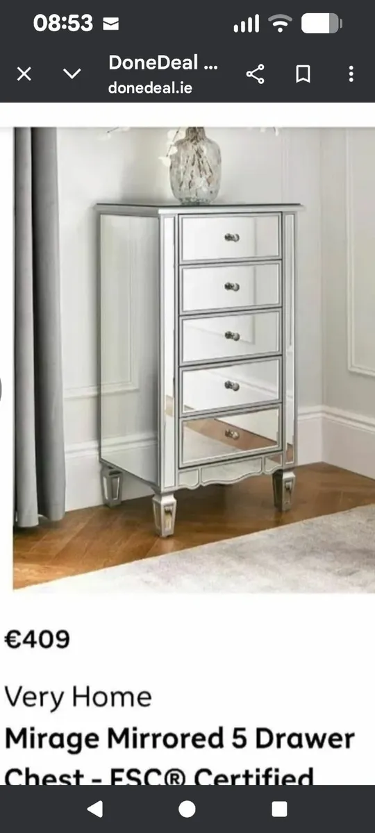 2 Bedroom Mirrored chest of drawers - Image 3
