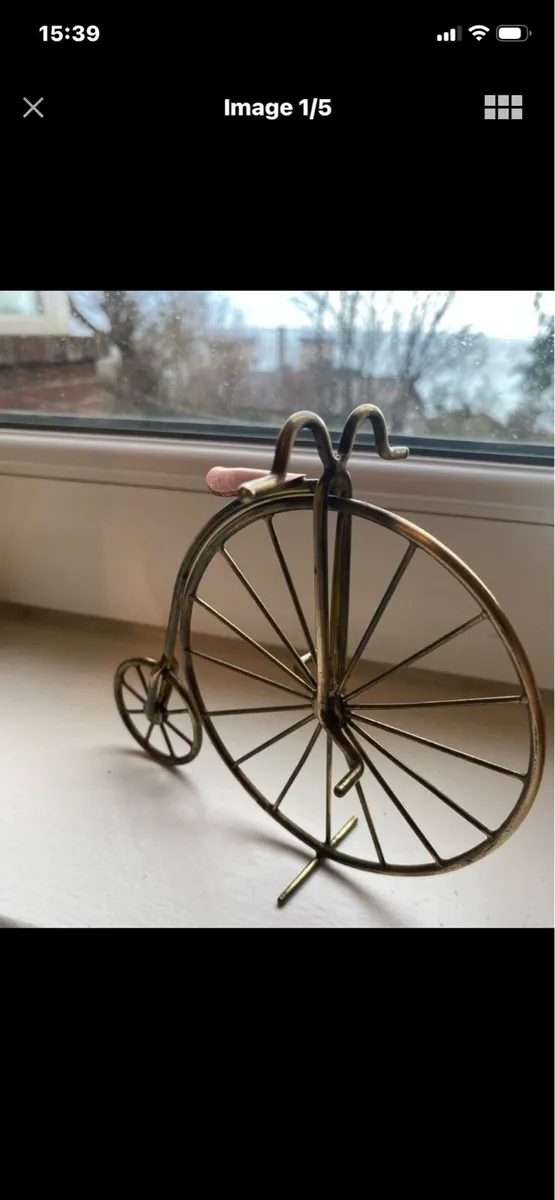 Vintage Brass & Copper Penny Farthing - Image 1