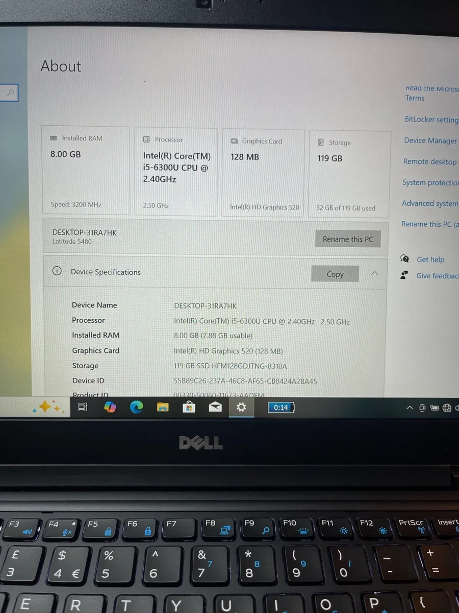 Dell laptop i5 pro 8gb 128ssd win 10 - Image 4