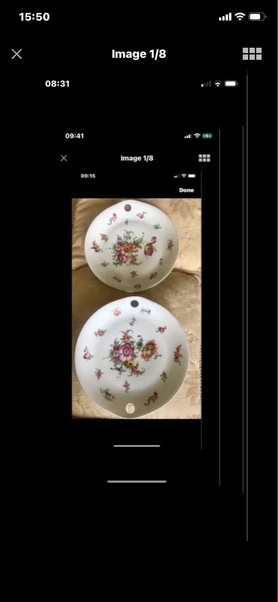 Antique Hand Painted Meissen Plate Set - Image 1
