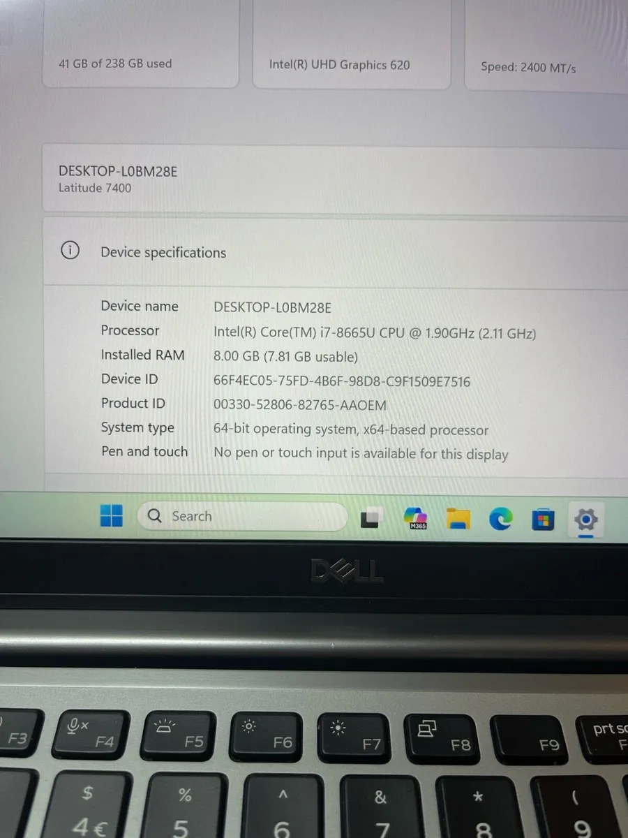 Dell laptop i7 pro 8/256 win 11 pro - Image 4