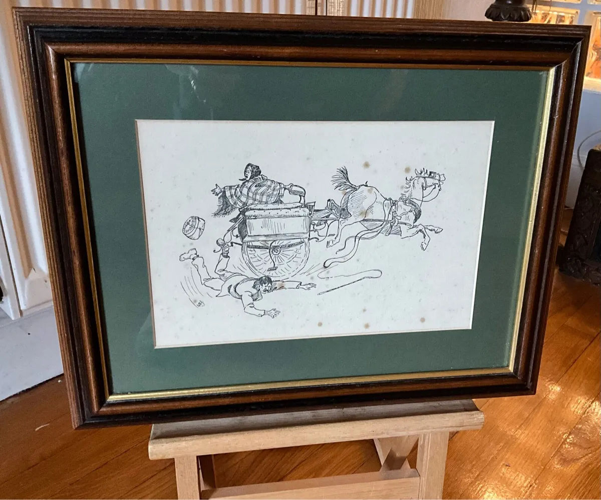 Old Illustration,Drawing Depicting a Chaotic Scene - Image 1