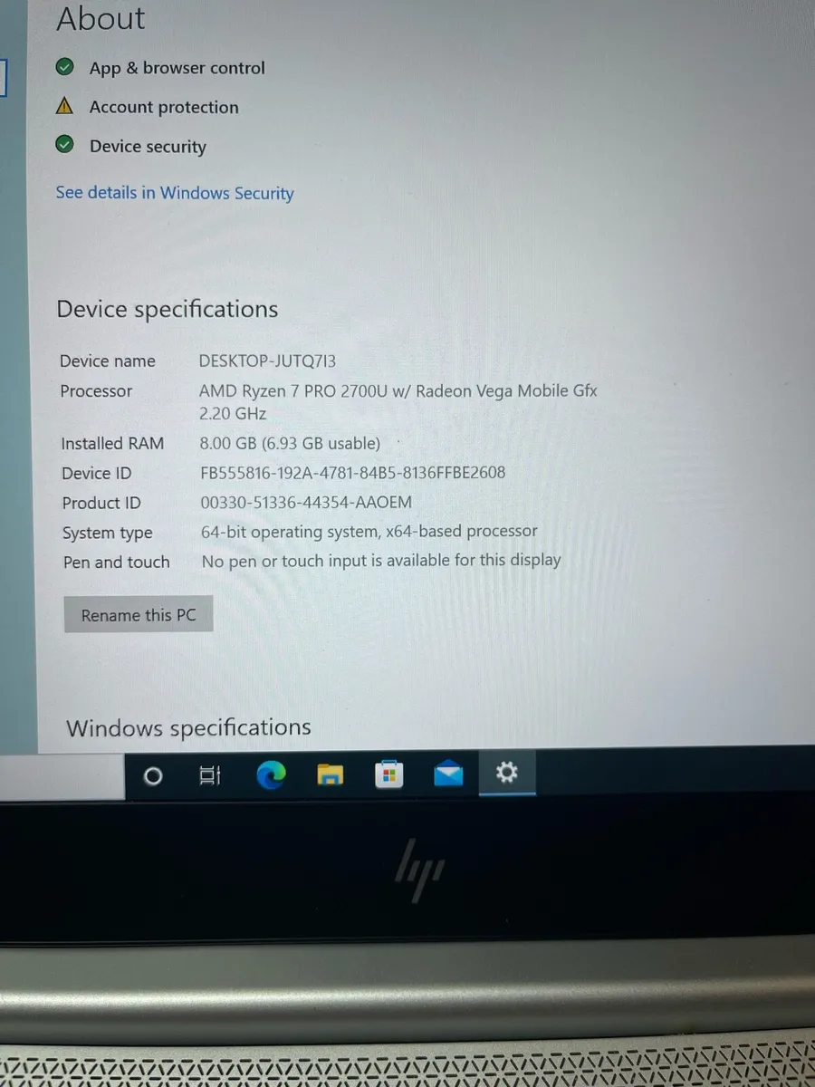 HP Laptop Ryzen 7 pro 8/256 win 10 pro - Image 4