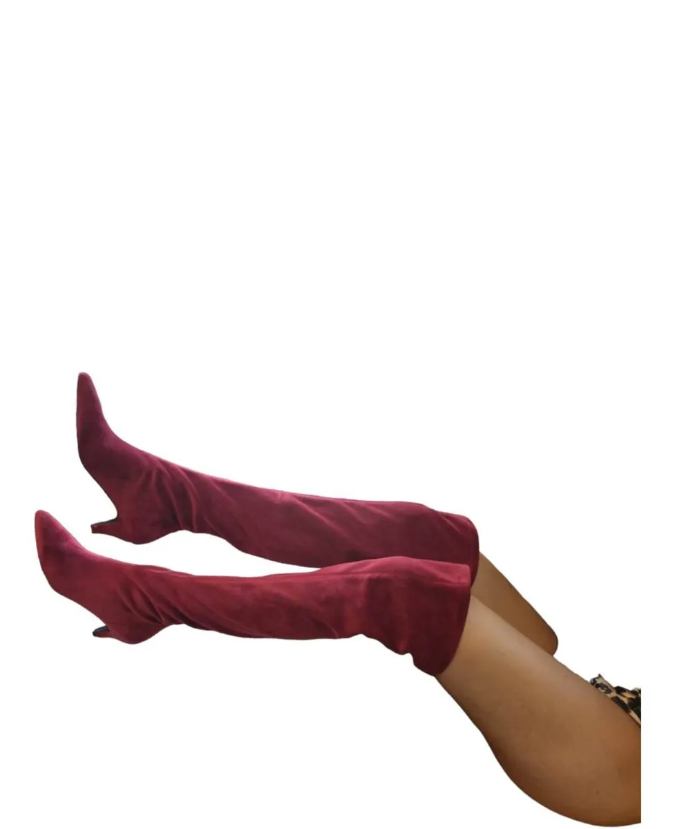 Bugundy thigh high boots - Image 1