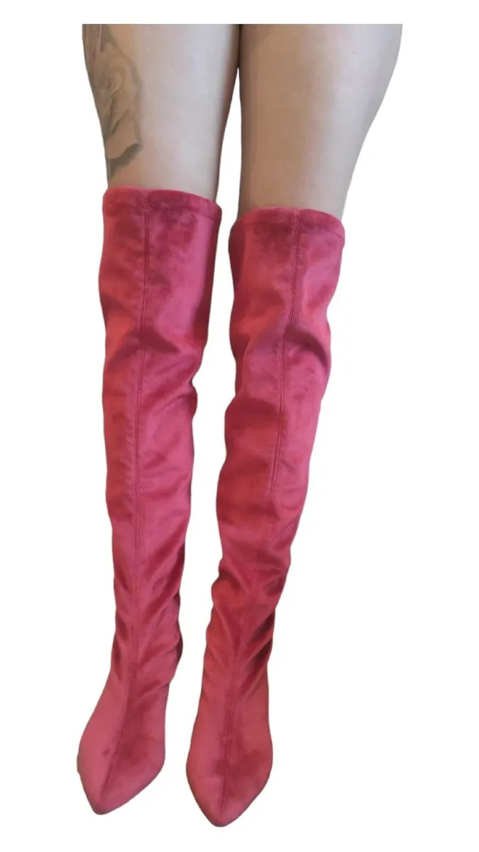 Bugundy thigh high boots - Image 3