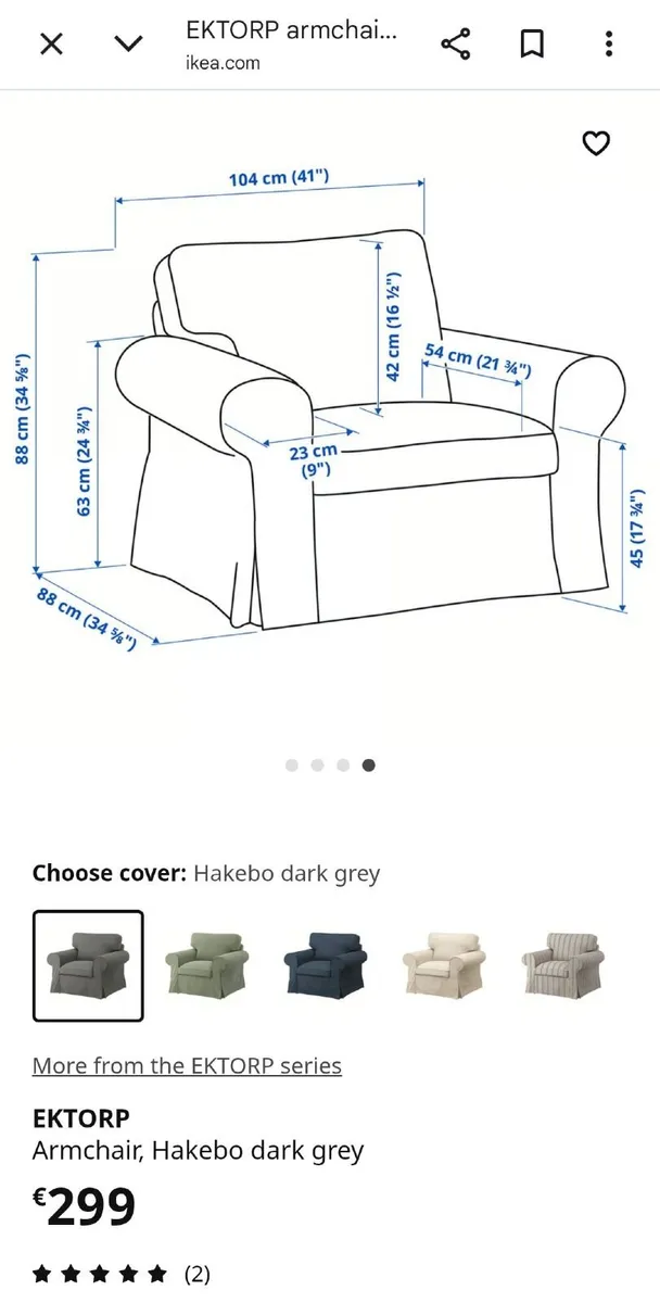 Ikea 3 seater and armchair for sale - Image 4