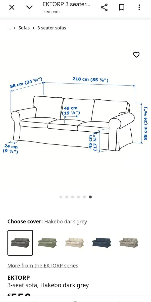Ikea 3 seater and armchair for sale - Image 3