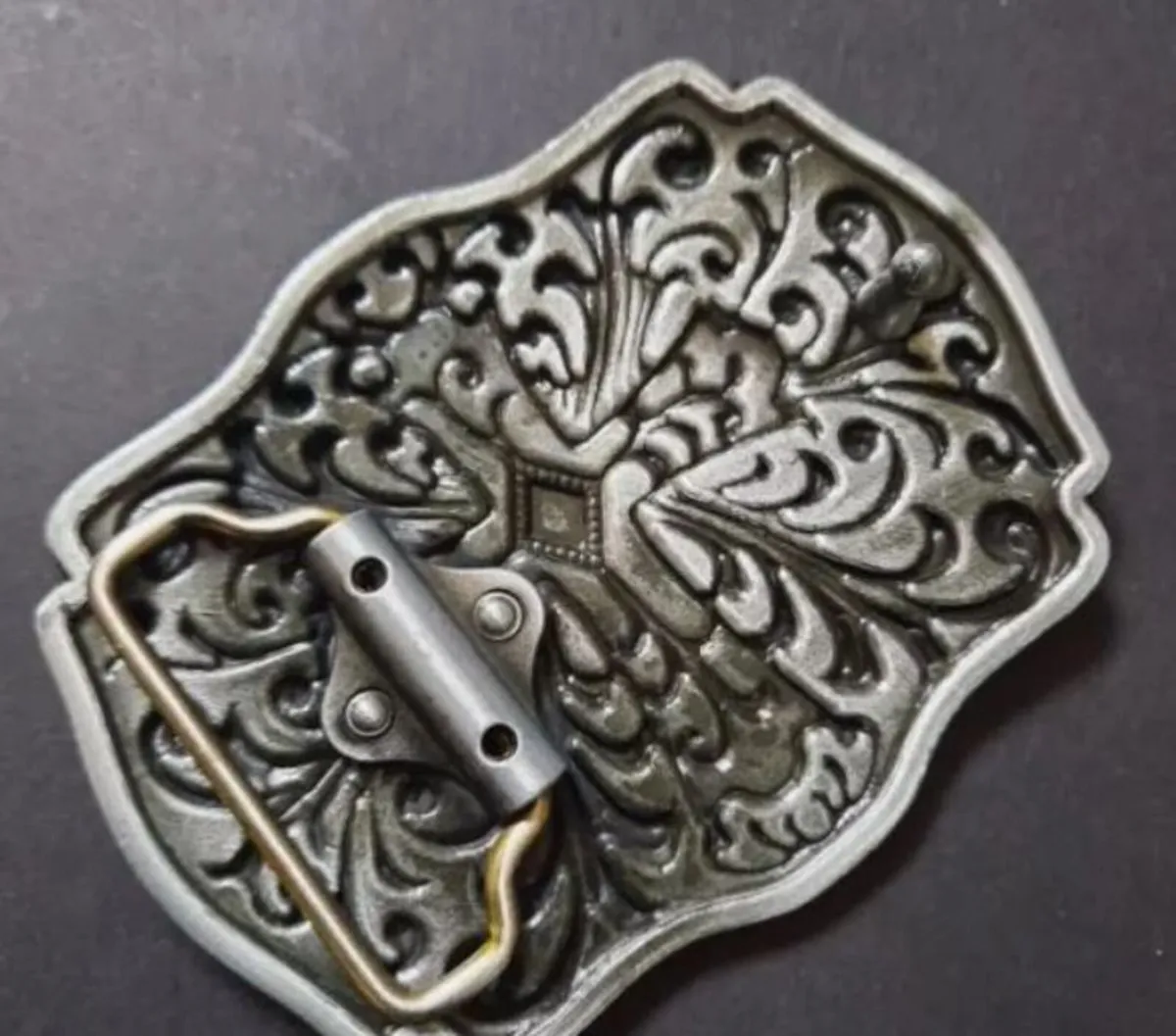 Intricate Cross Belt Buckle Silver Tone - Image 4