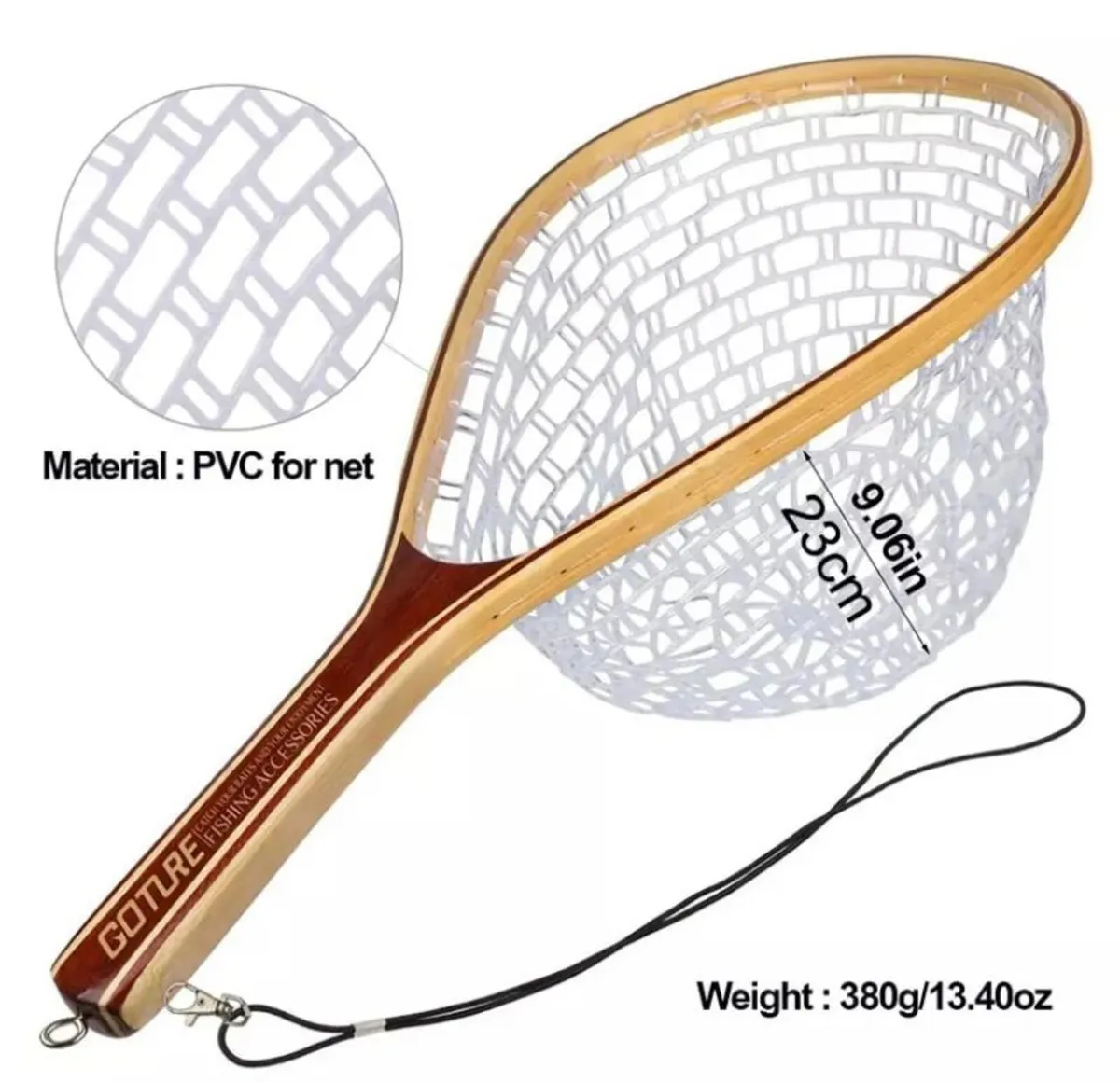 Fly Fishing Landing Net Wooden Handle Frame - Image 3