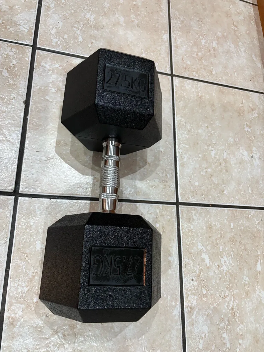27.5KG DUMBBELL RUBBER HEX, CHEAP!