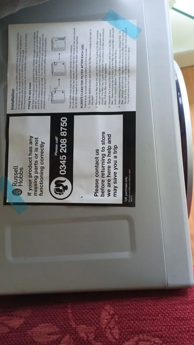 Russell Hobbs 2.5kg Compact Mini Tumble dryer - Image 4