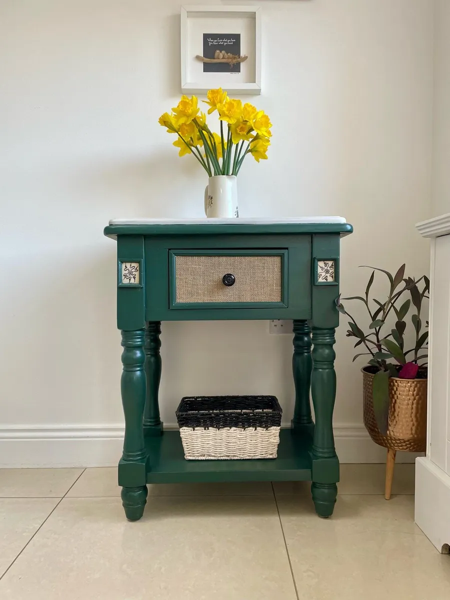Green rustic hall or side table/bathroom storage - Image 2